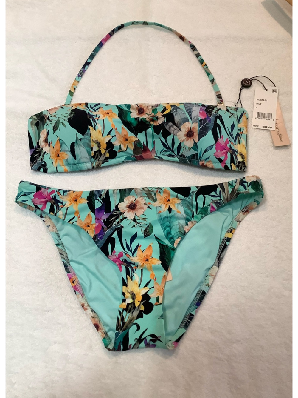 NWT sz 6 Nanette Lepore Botanical Garden Bandeau Bikini Set